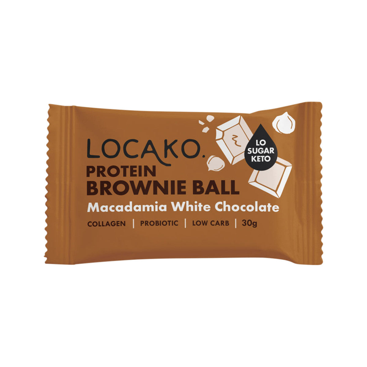 Locako Protein Brownie Ball Macadamia White Chocolate 30g(Pack of 10) - Cutprice Online