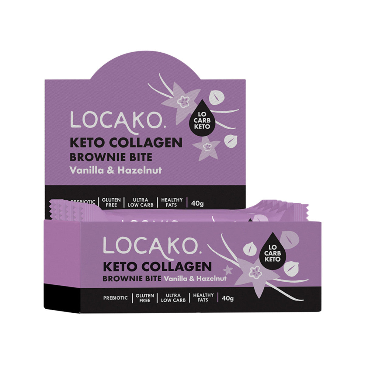 Locako Keto Collagen Brownie Bite Vanilla & Hazelnut 40g(Pack of 15) - Cutprice Online