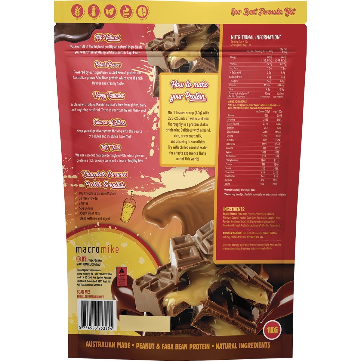 Macro Mike Peanut Plant Protein Chocolate Caramel 1kg MACRO MIKE