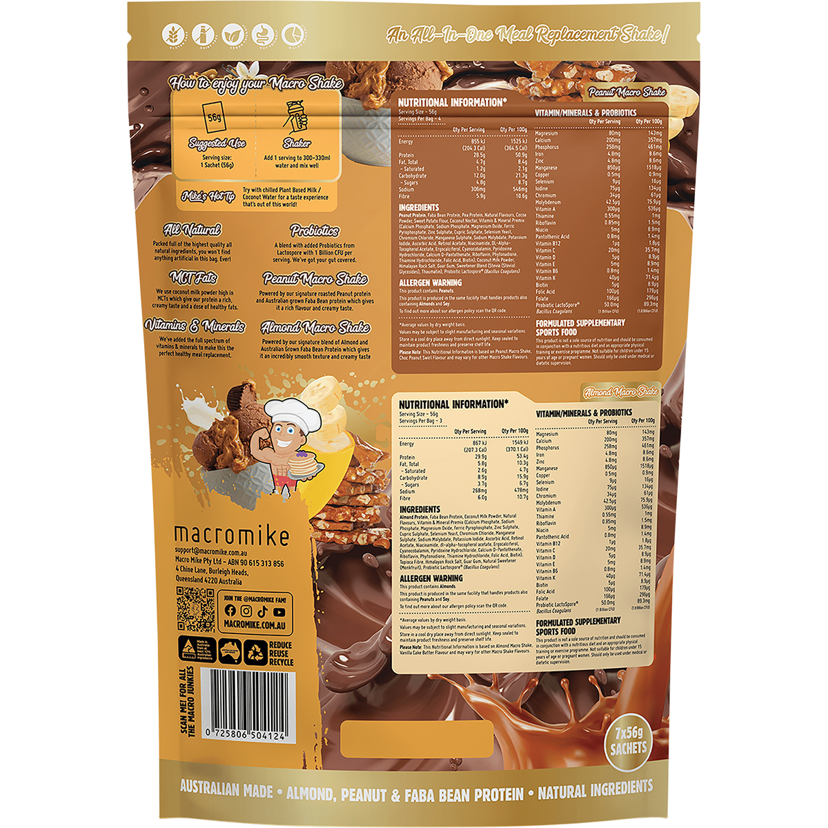 Macro Mike The Macro Shake Meal Replacement Sample Pack 56g x 7 Pack