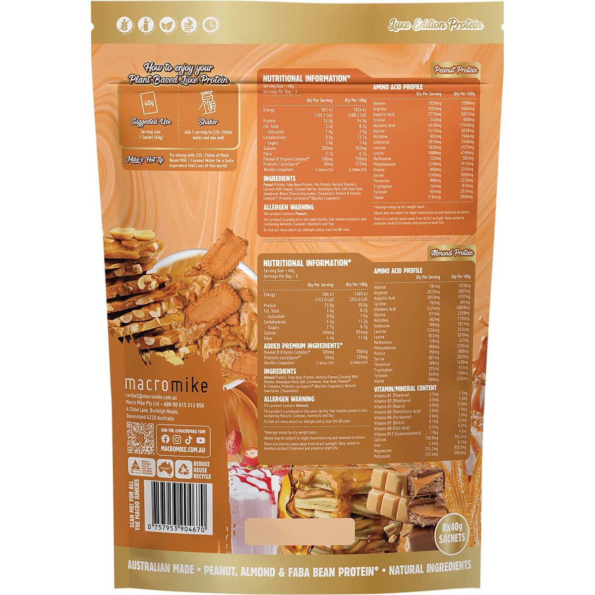 Macro Mike Plant Based Luxe Protein Sample Pack 8x40g - Cutprice Online