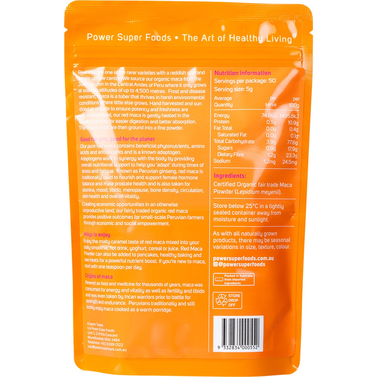 POWER SUPER FOODS Red Maca Powder The Origin Series 250g - Cutprice Online