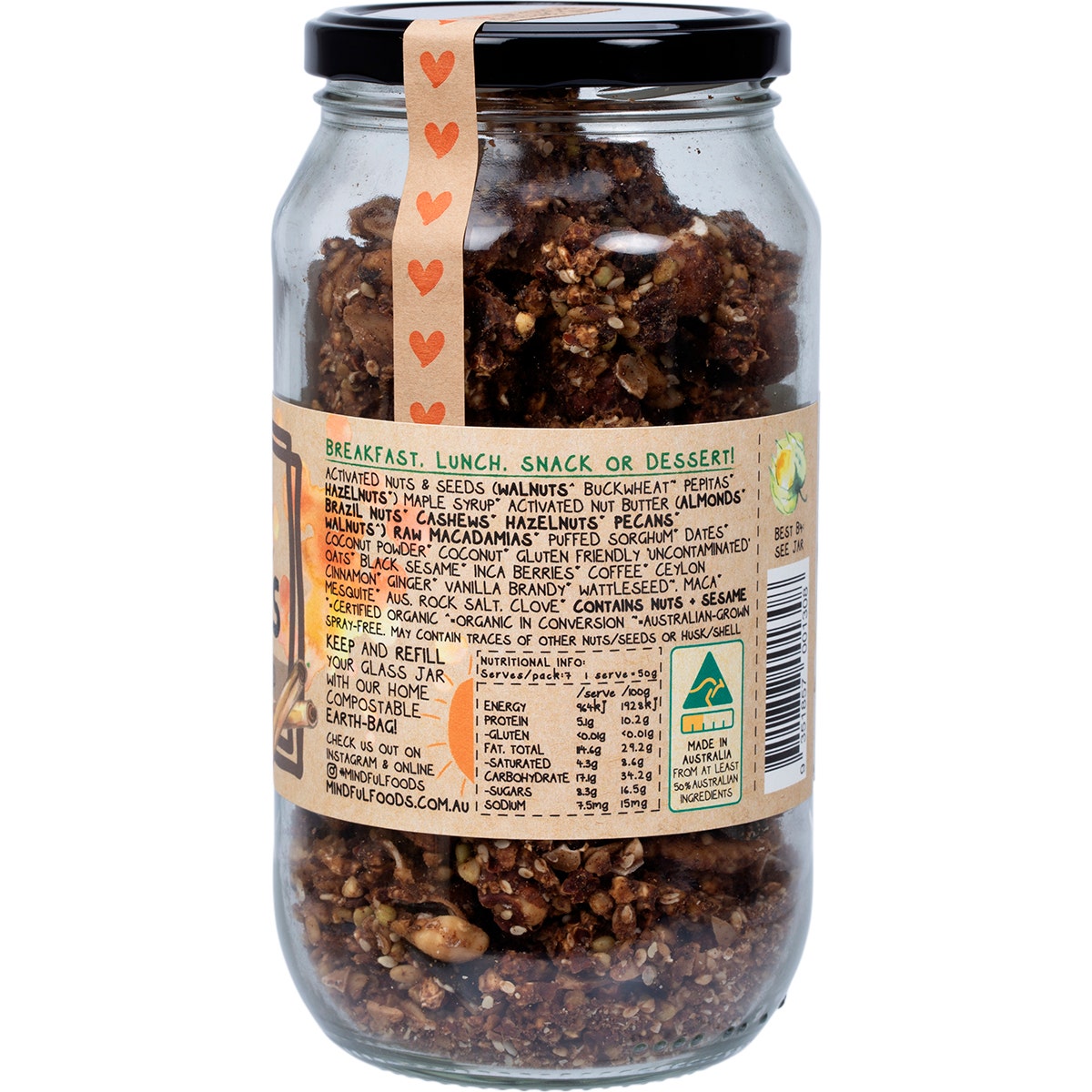 Mindful Foods Caramel Clusters Native Wattle Seed Organic & Activated 350g - Cutprice Online