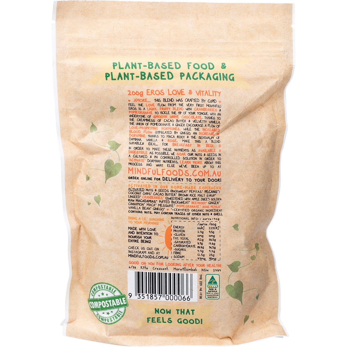 MINDFUL FOODS Eros Love & Vitality Granola Organic & Activated 200g - Cutprice Online