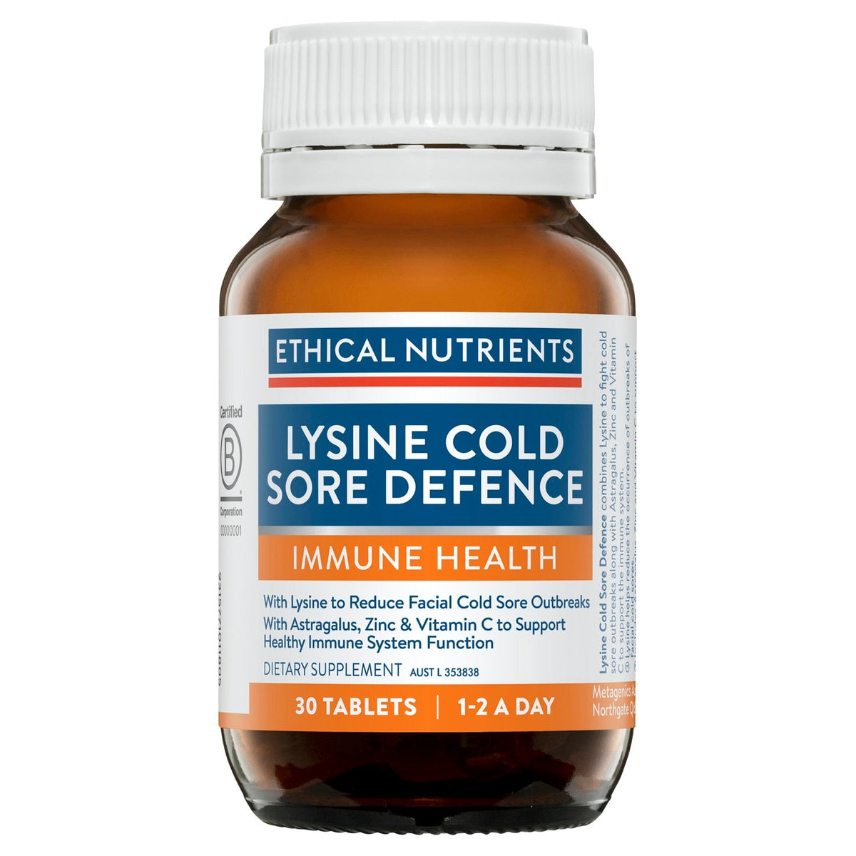 Ethical Nutrients Lysine Cold Sore Defence 30 Tablets - Cutprice Online