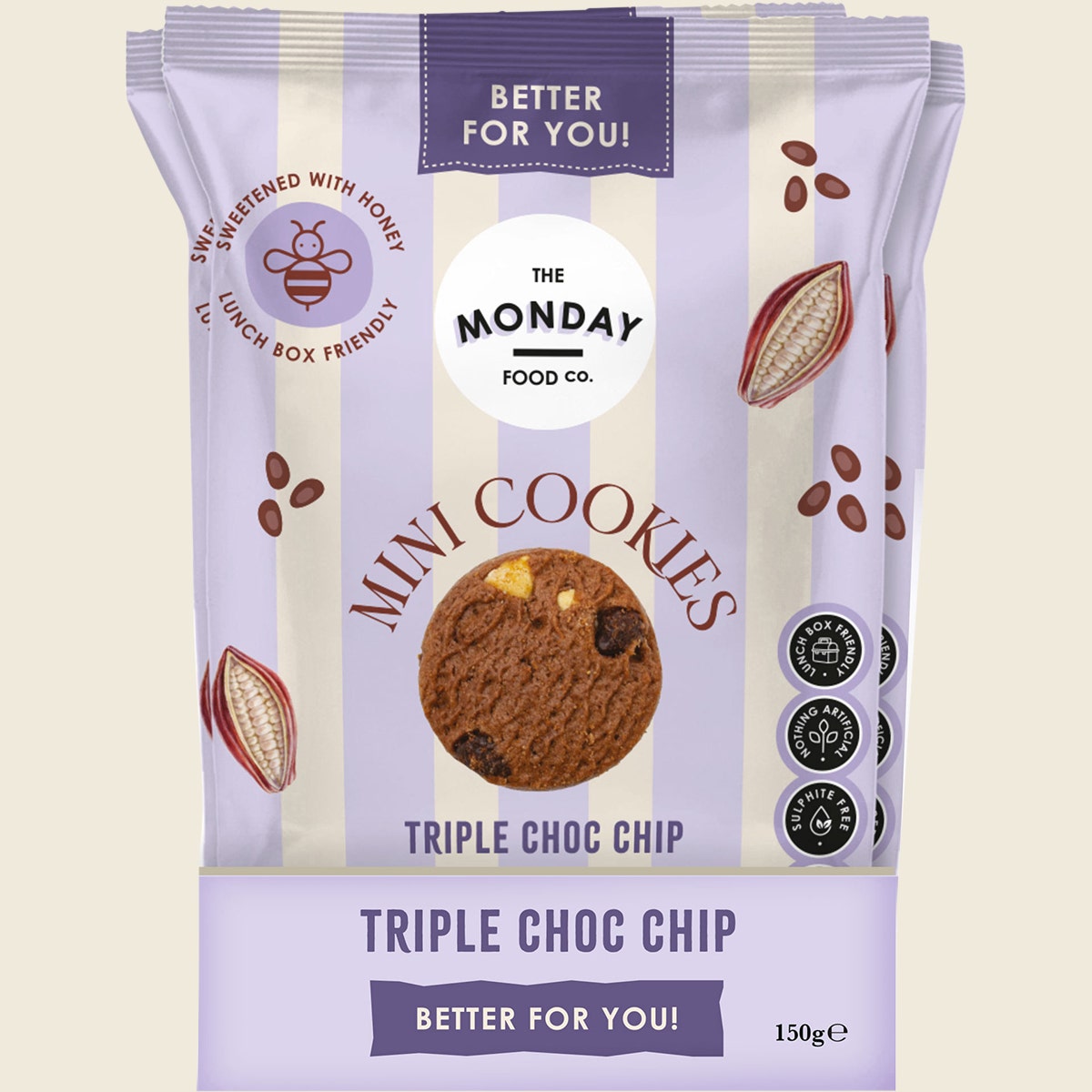 The Monday Food Co. Mini Cookies Triple Choc Chip 6x150g