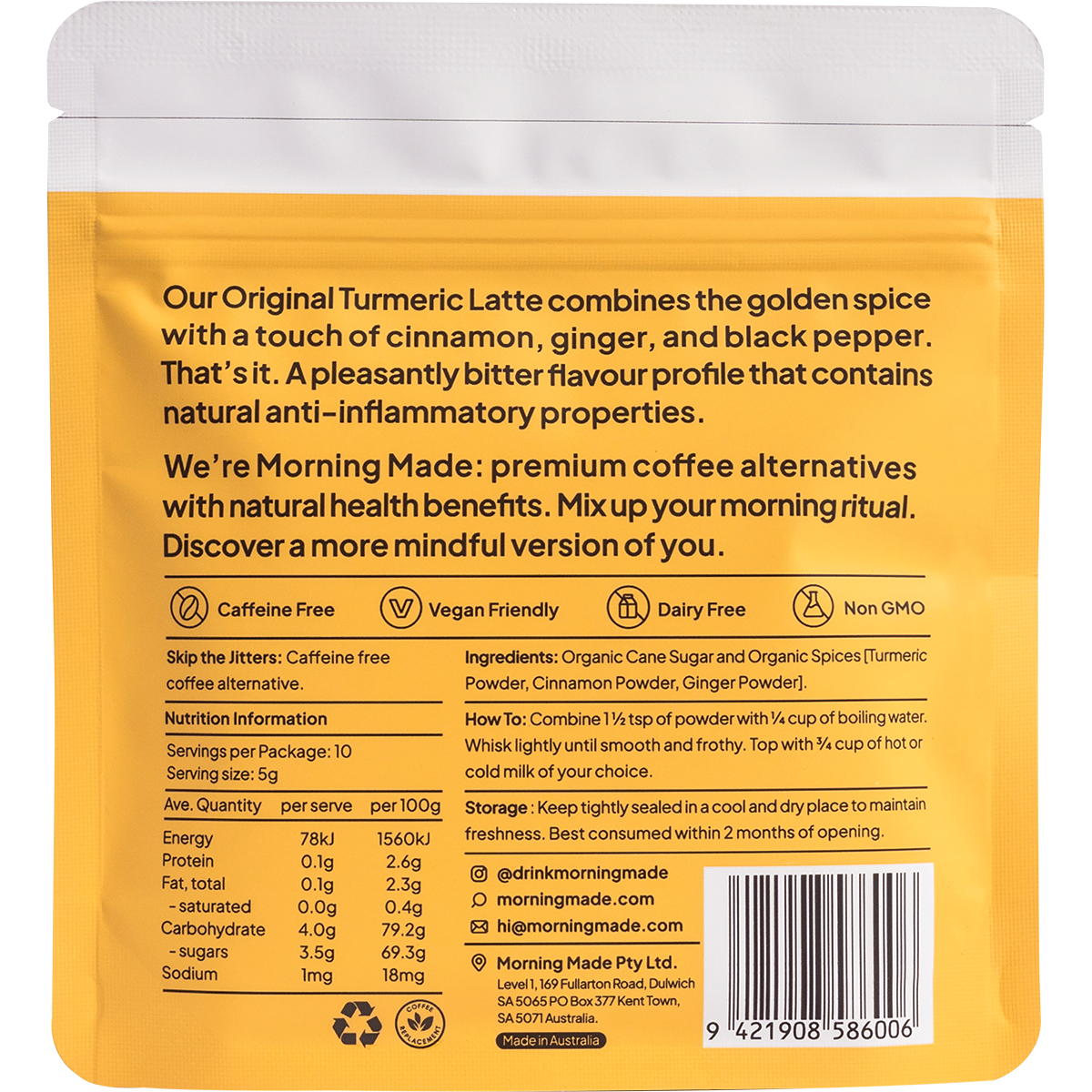 Morning Made Original Turmeric Latte 50g x 12 Pack