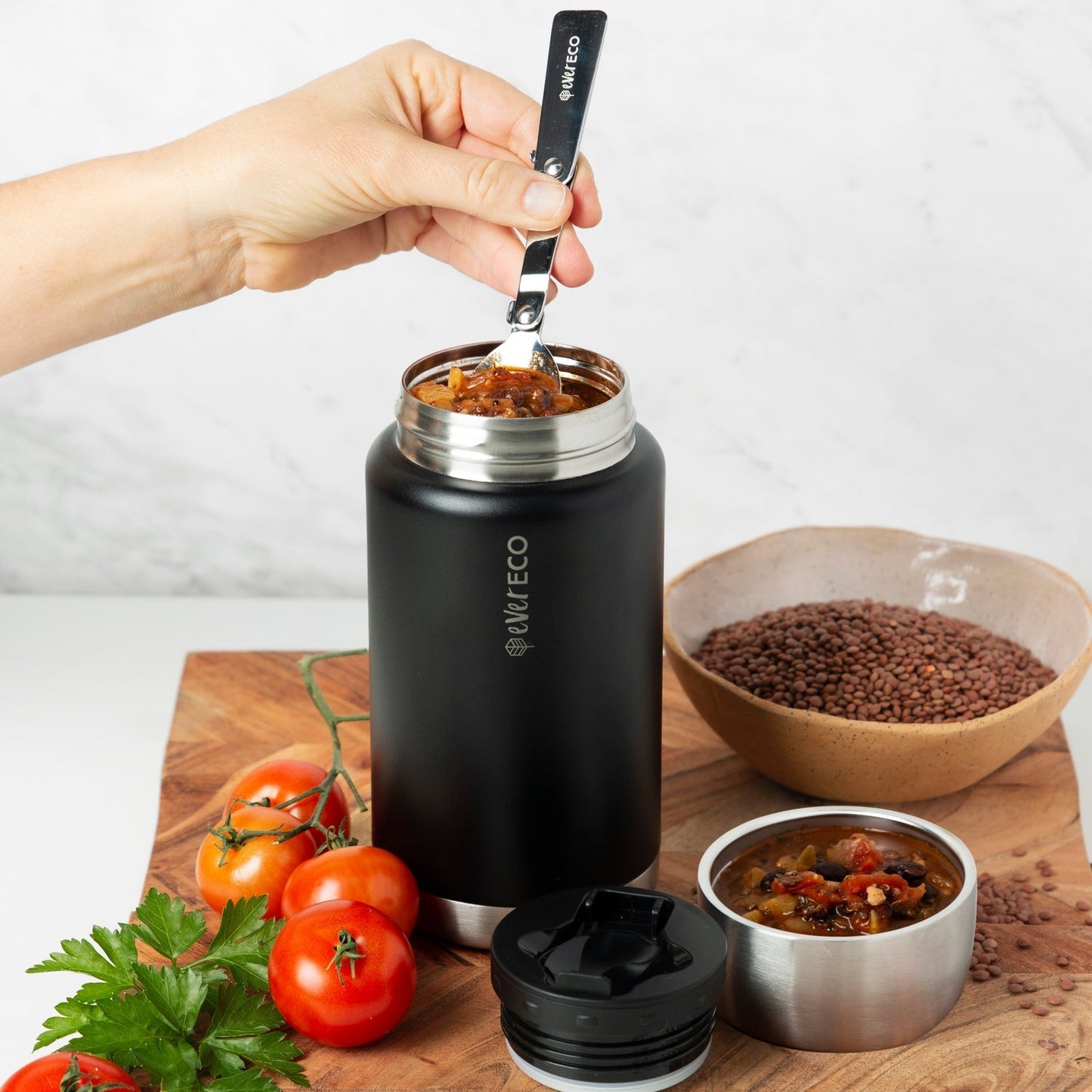 EVER ECO Insulated Stainless Steel Food Jar Onyx 800ml - Cutprice Online