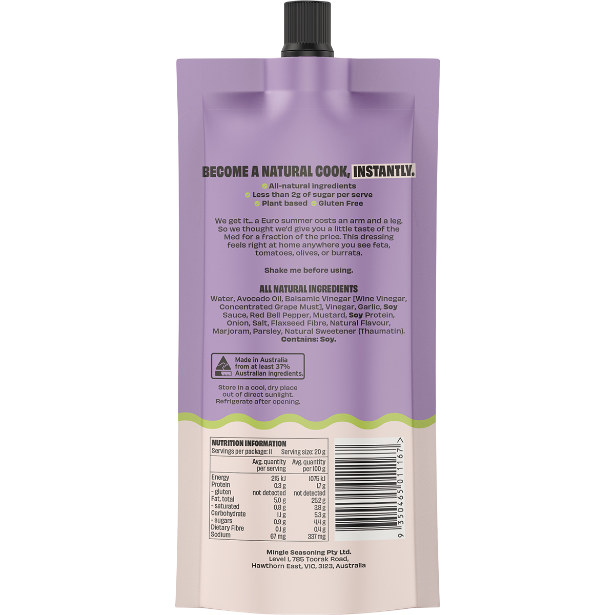 Mingle Balsamic All Natural Salad Dressing 220g x 8 Pack