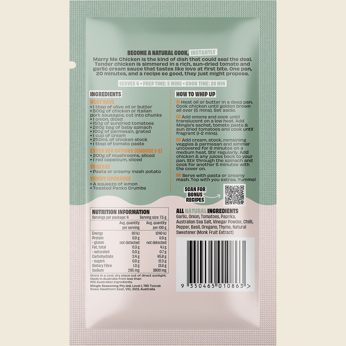 Mingle Marry Me Chicken All Natural Recipe Base 12x30g