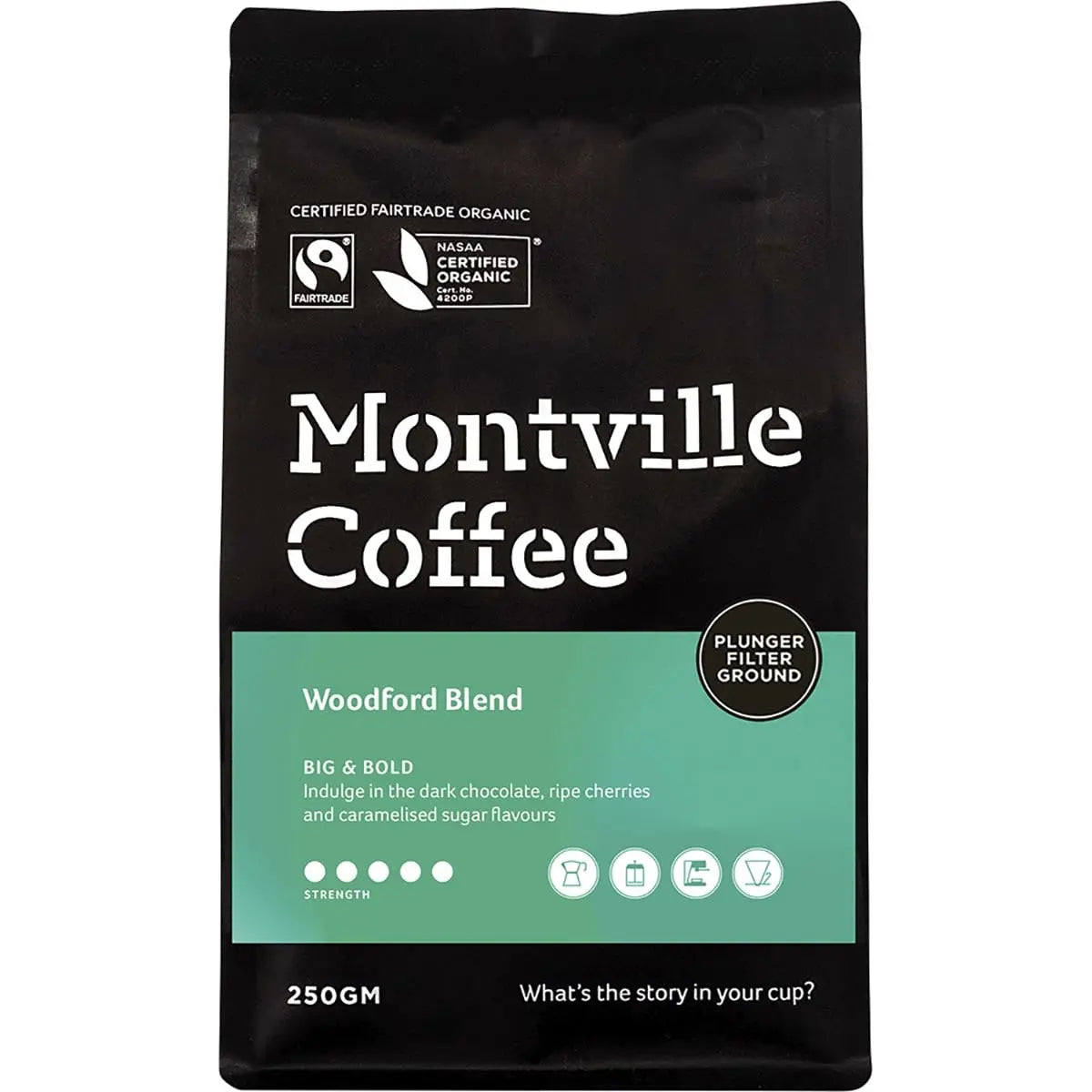 Montville Coffee Coffee Ground Plunger Woodford Blend 250g MONTVILLE