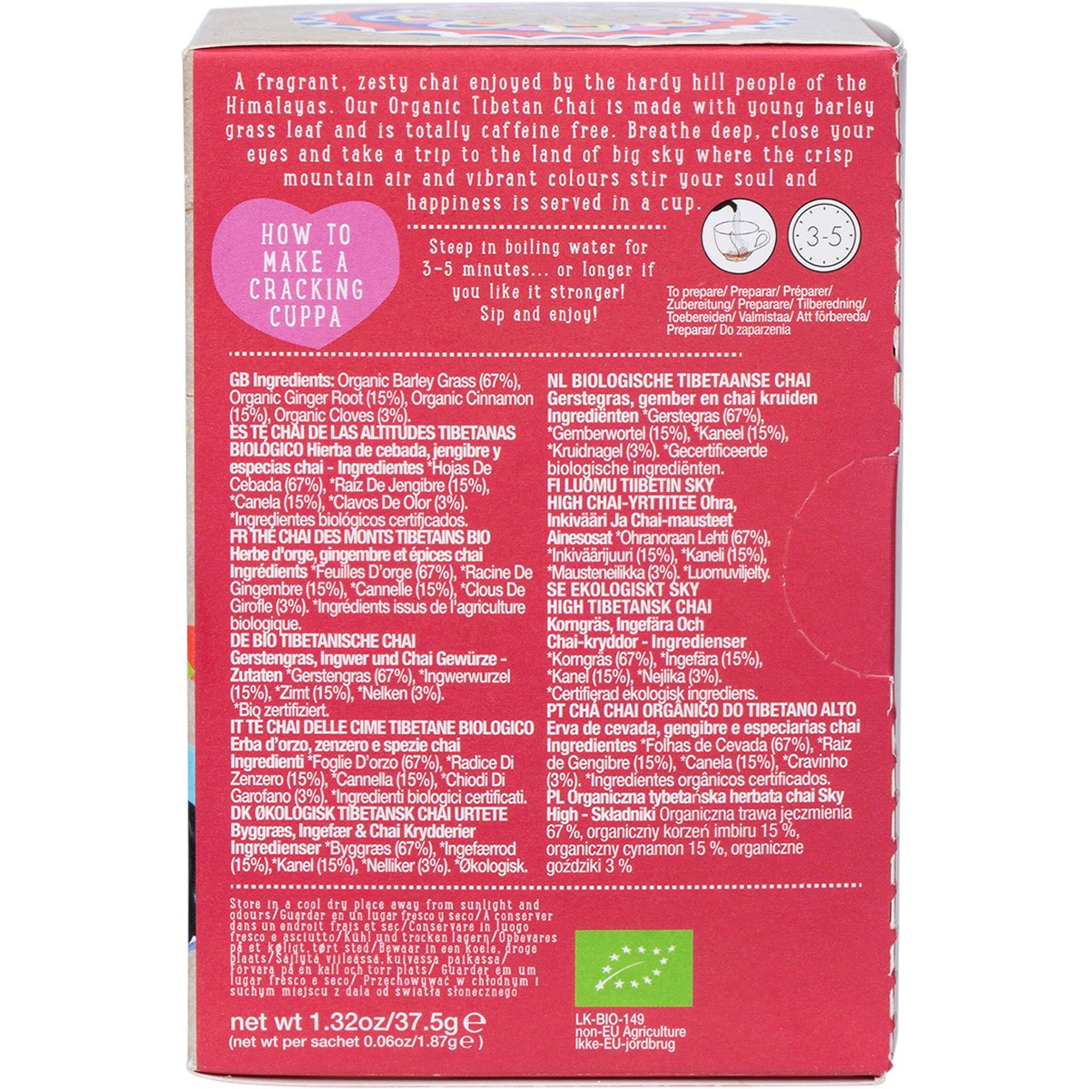 MINISTRY OF TEA Organic Sky High Tibetan Chai Tea Bags 20pk - Cutprice Online