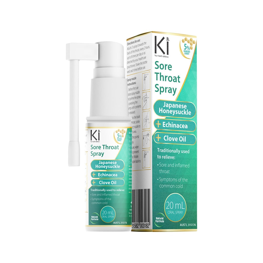 Martin & Pleasance Ki Sore Throat Spray (Japanese Honeysuckle + Echinacea + Clove Oil) Oral Spray 20ml - Cutprice Online