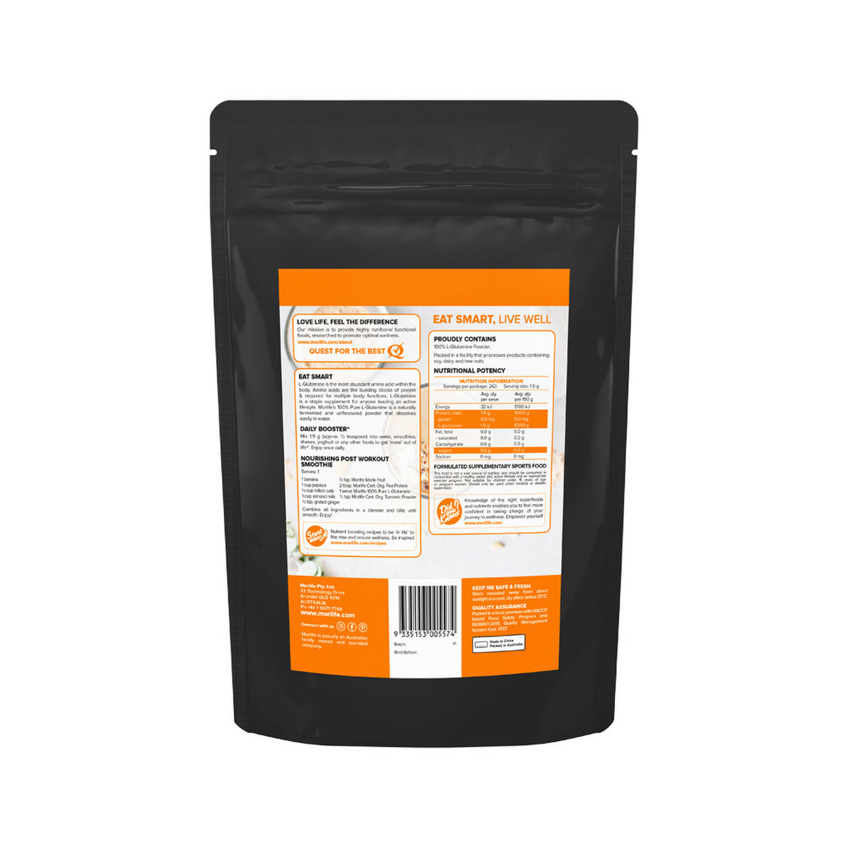 Morlife L-Glutamine Unflavoured 500g - Cutprice Online