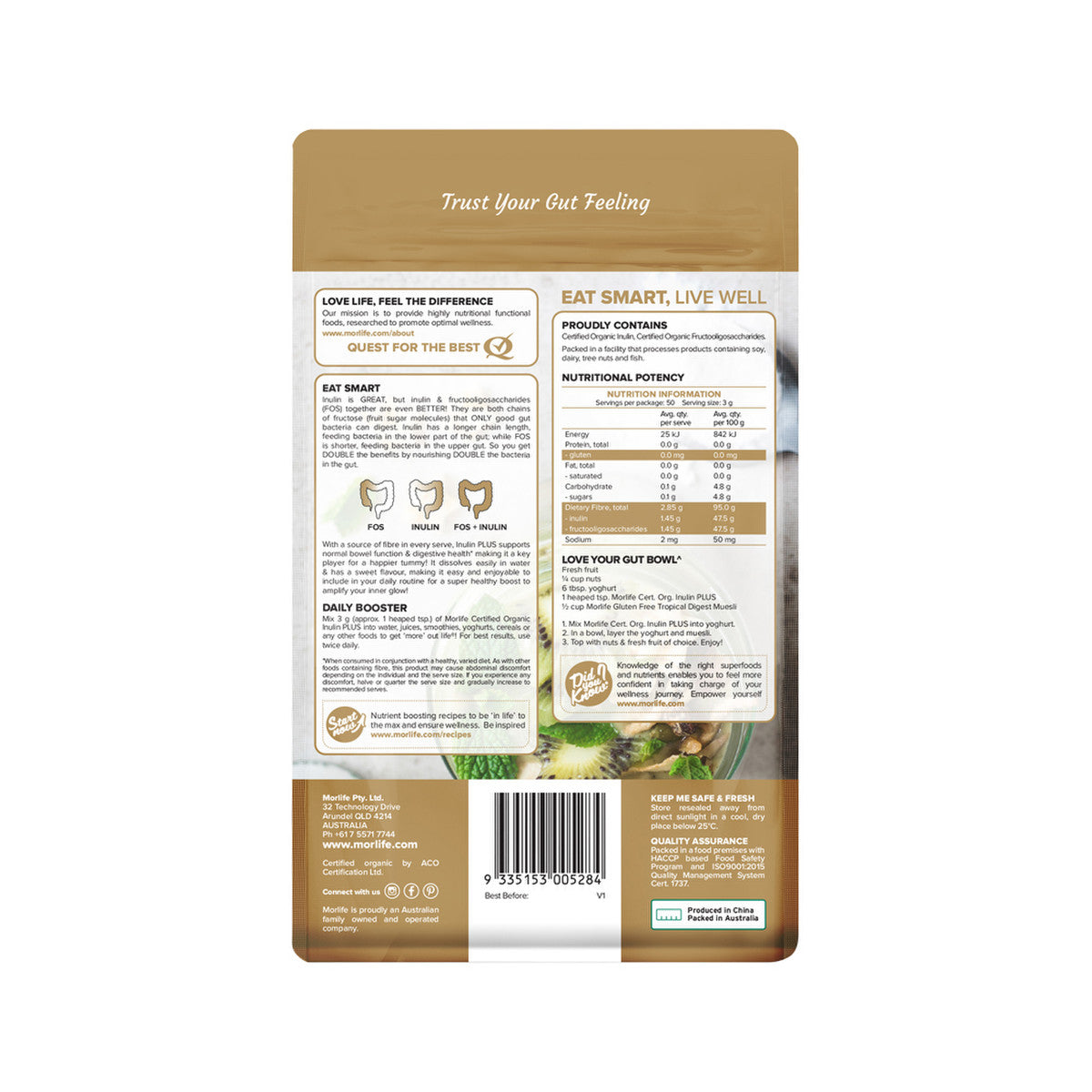 Morlife Organic Inulin Plus Powder 150g - Cutprice Online