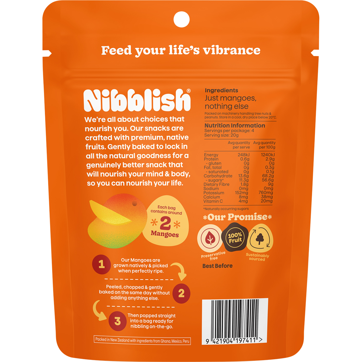 Nibblish Gently Baked Mango 80g