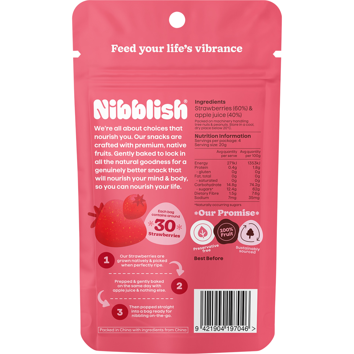 Nibblish Gently Baked Strawberry 80g