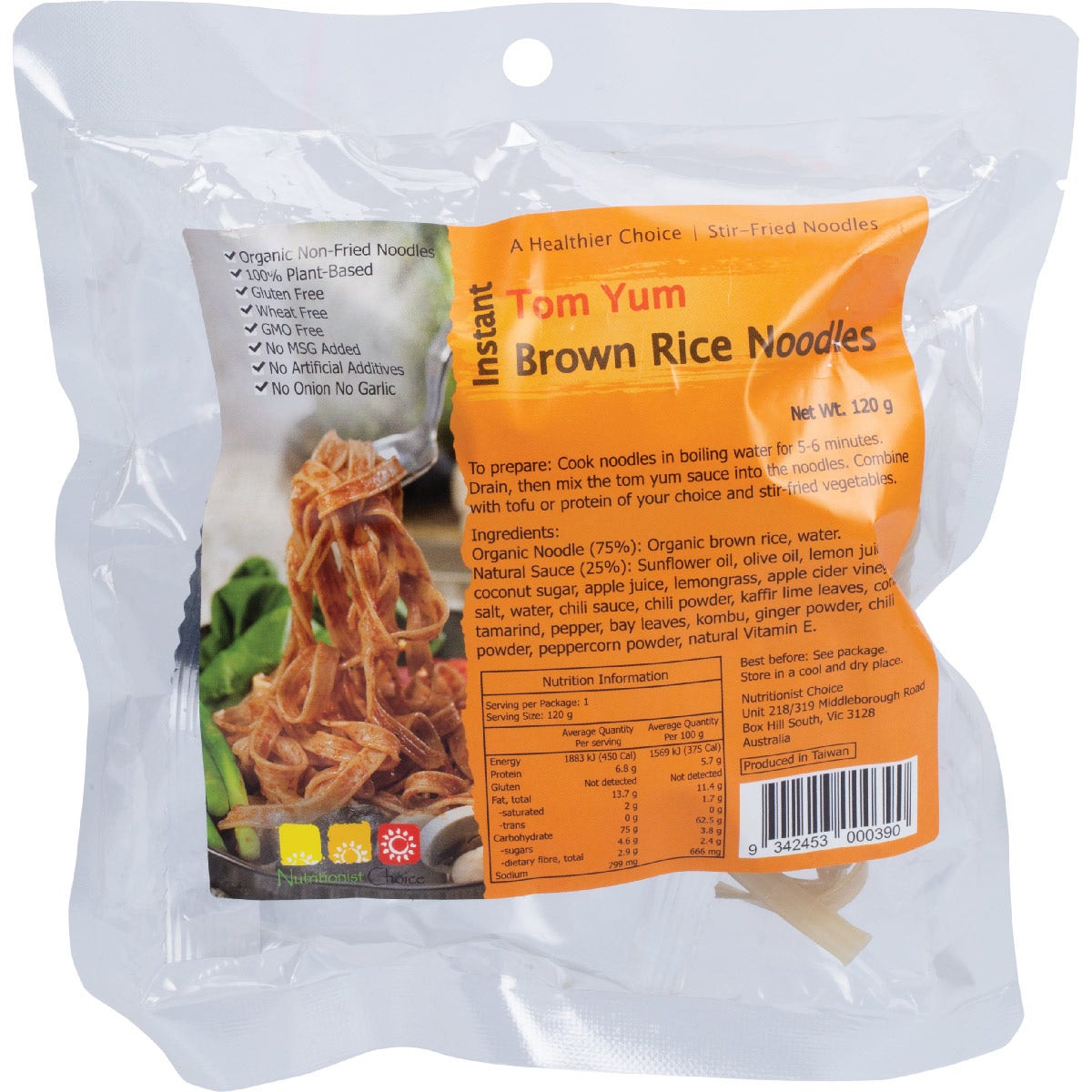 NUTRITIONIST CHOICE Instant Tom Yum Brown Rice Noodle Kit 120g NUTRITIONIST CHOICE