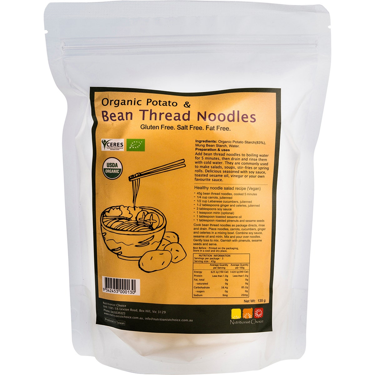 NUTRITIONIST CHOICE Bean Thread Noodles With Organic Potato 135g - Cutprice Online