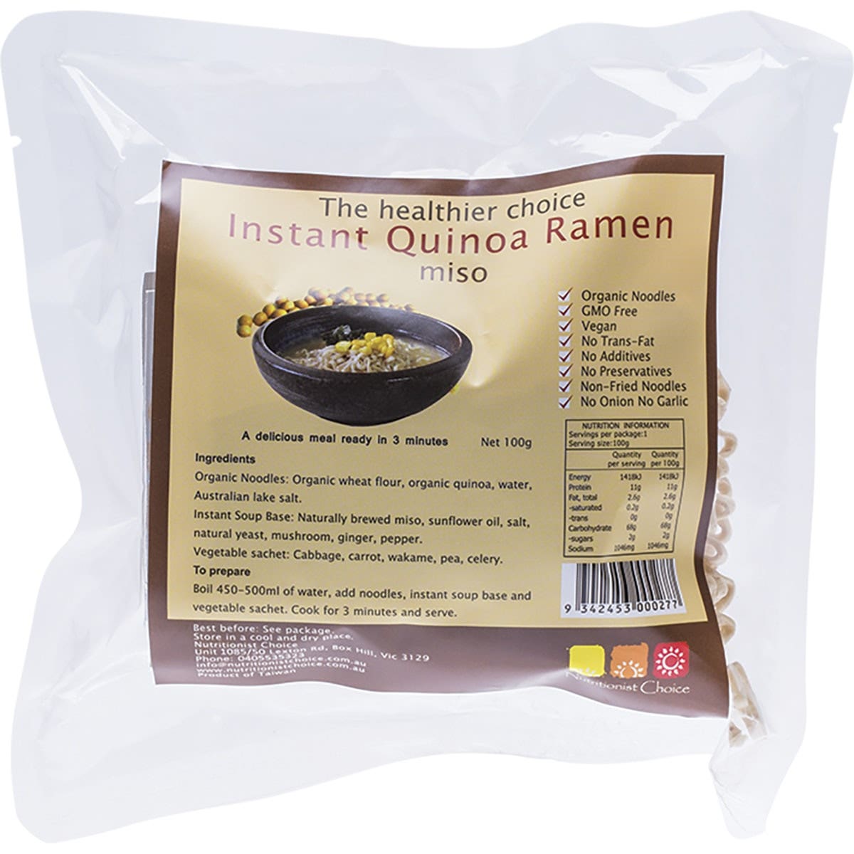 NUTRITIONIST CHOICE Instant Quinoa Ramen Miso 100g - Cutprice Online
