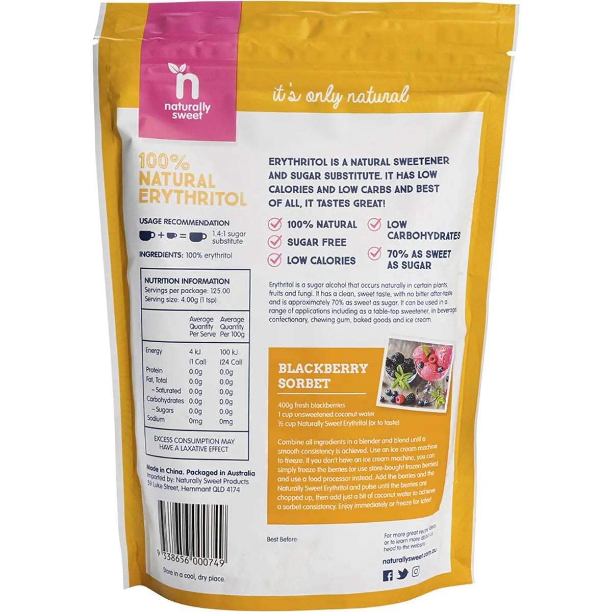 NATURALLY SWEET Erythritol 500g NATURALLY SWEET