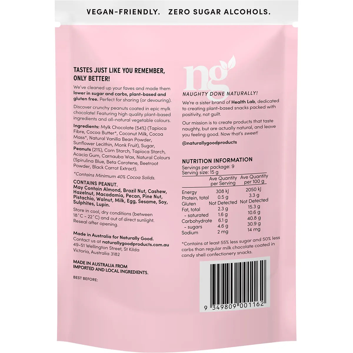 NATURALLY GOOD Peanut Mylk Partyz 55% less sugar 6x135g - Cutprice Online