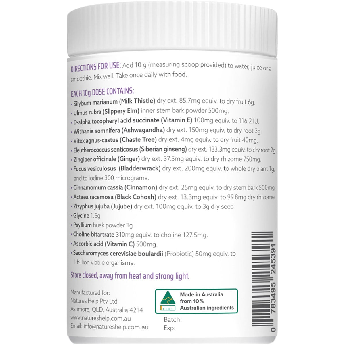 NATURE'S HELP Fem Balance Female Hormone Balancer 300g - Cutprice Online