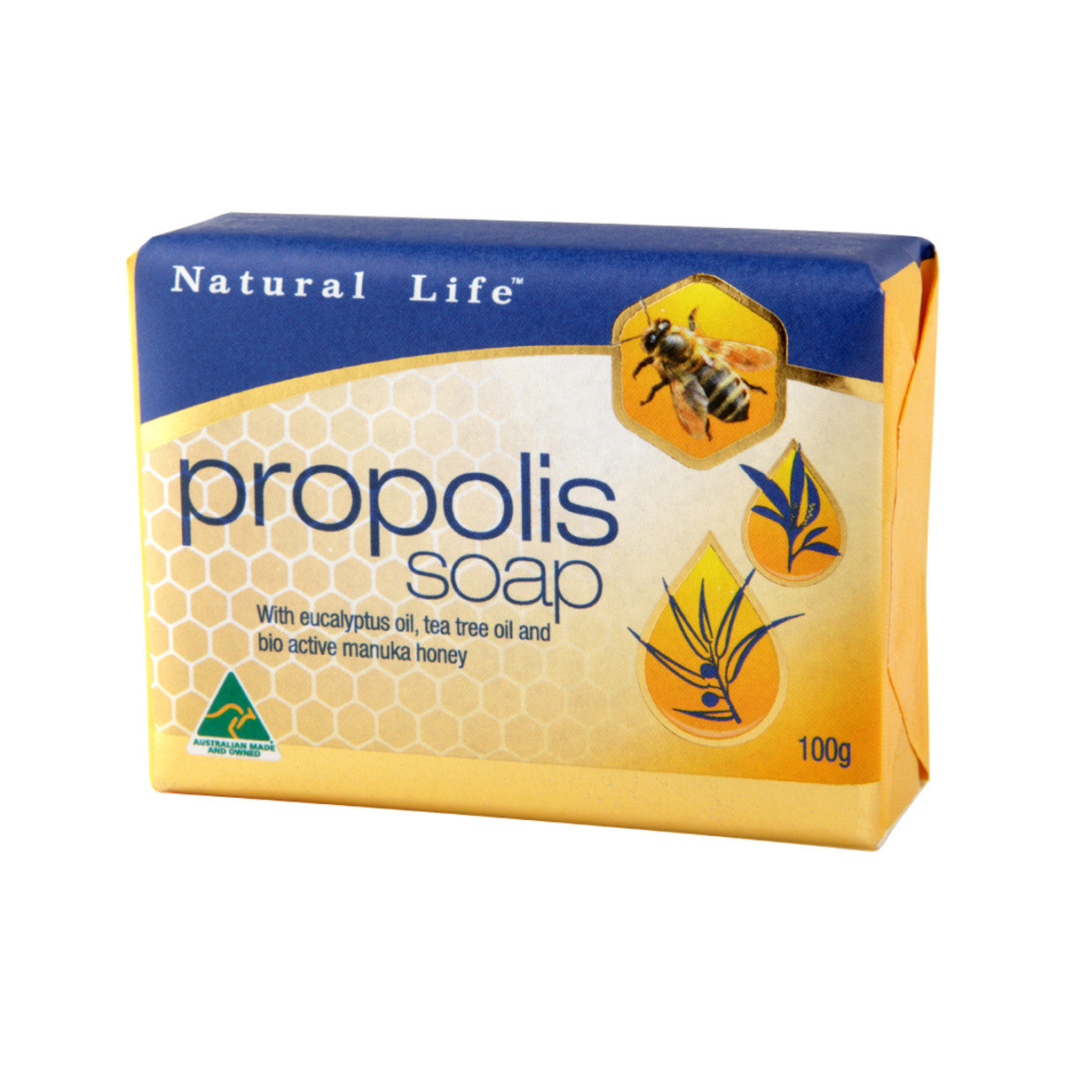 Natural Life Propolis Soap with Eucalyptus, Tea Tree Oil & Bio Active Manuka Honey 100g - Cutprice Online