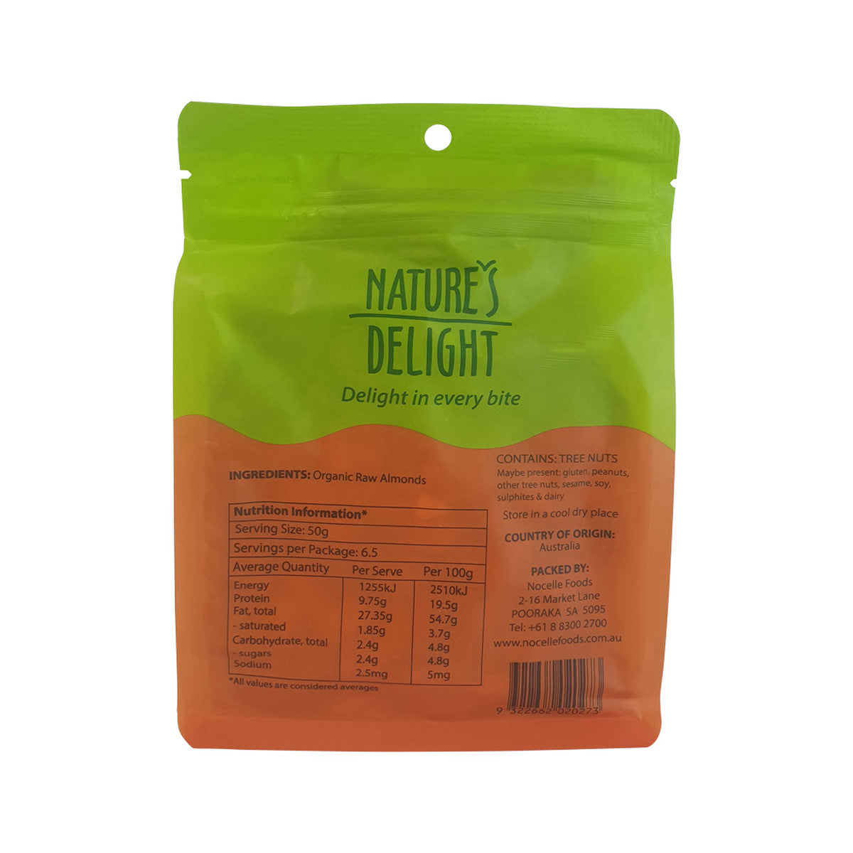 Nature's Delight Organic Raw Almonds 325g - Cutprice Online