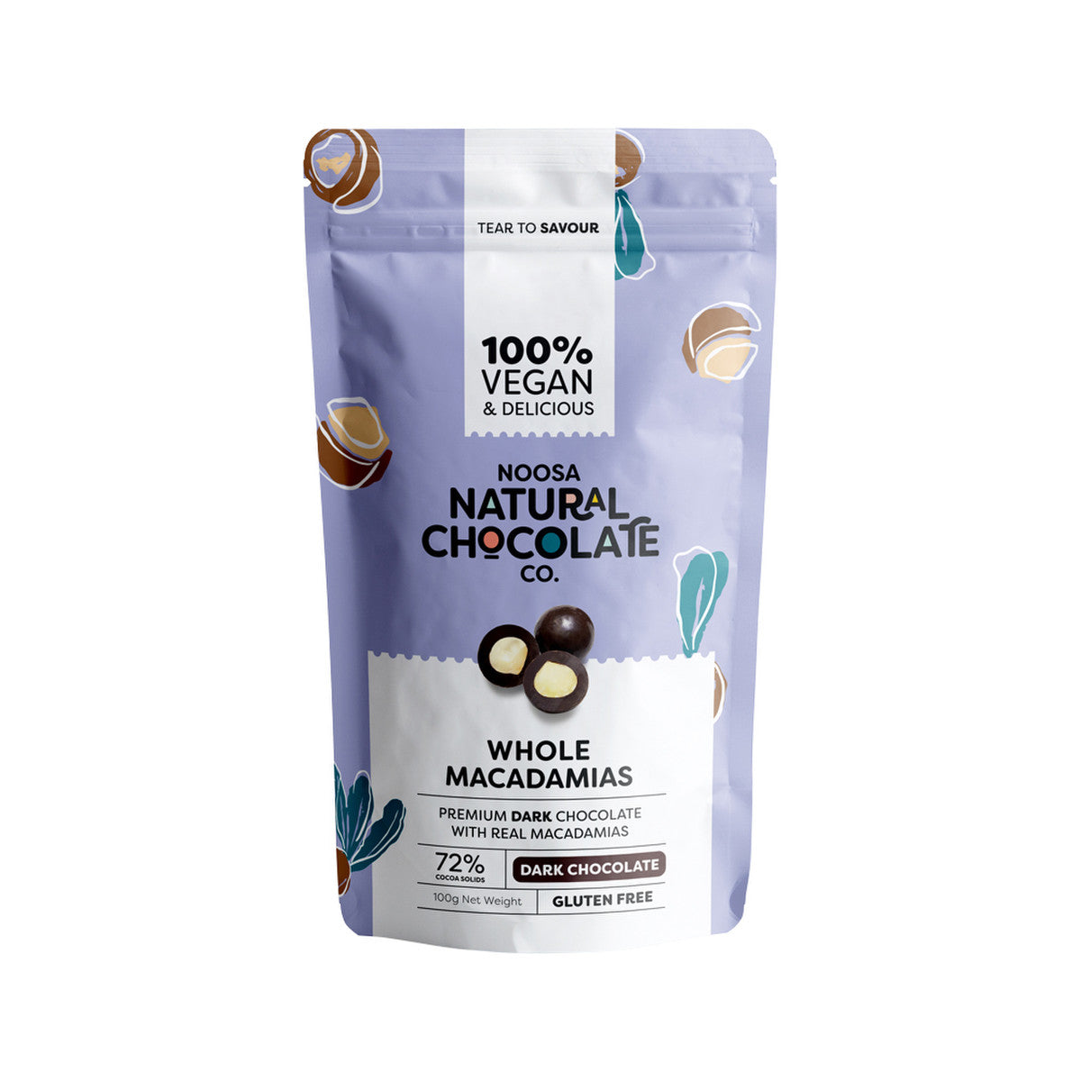 Noosa Natural Chocolate Co. Dark Chocolate Whole Macadamias 100g - Cutprice Online