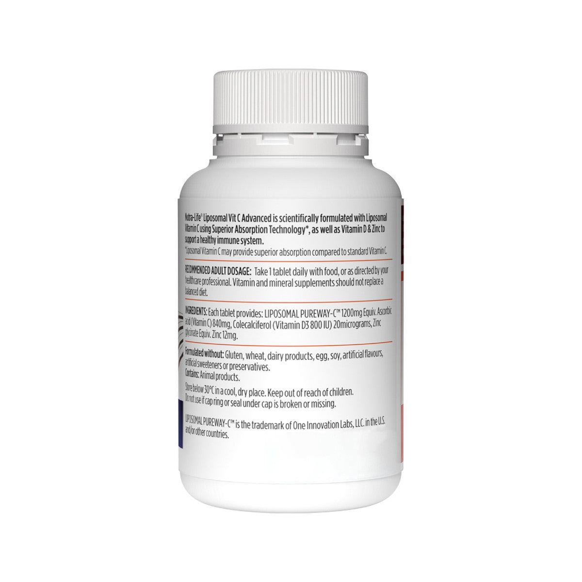 NutraLife Liposomal Vit C Advanced with Vitamin D & Zinc 30t - Cutprice Online