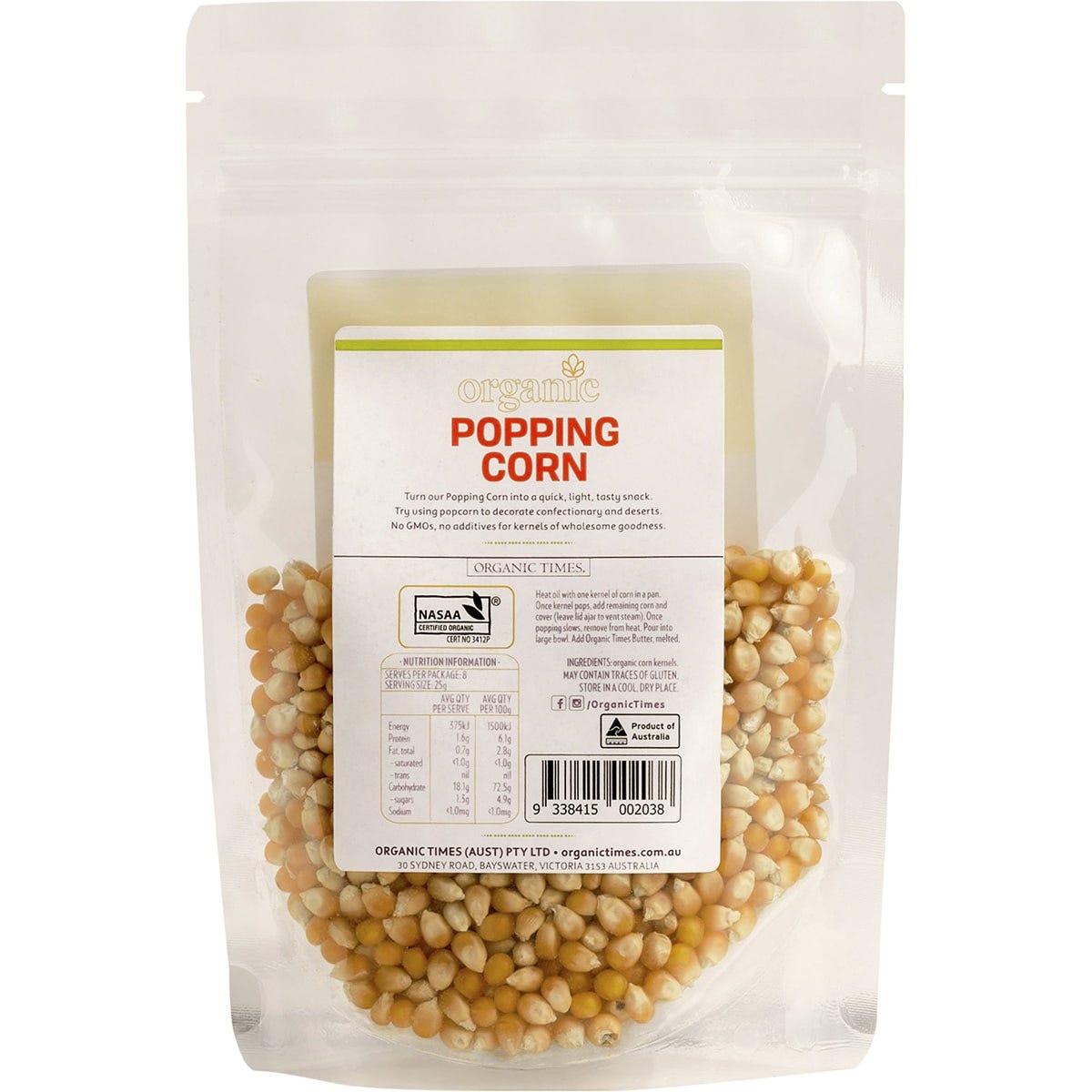 ORGANIC TIMES Popping Corn 200g - Cutprice Online