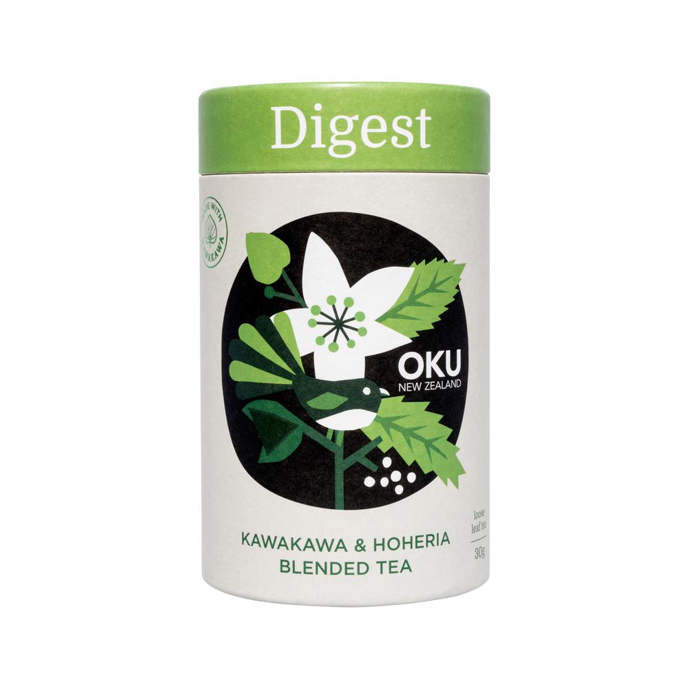 Oku New Zealand Digest Kawakawa & Hoheria Blended Tea Loose Leaf 30G