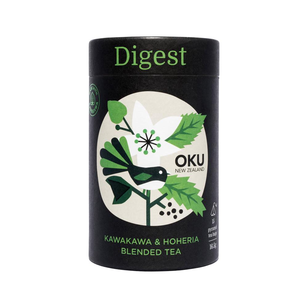 Oku New Zealand Digest Kawakawa & Hoheria Blended Tea X 15 Tea Bags