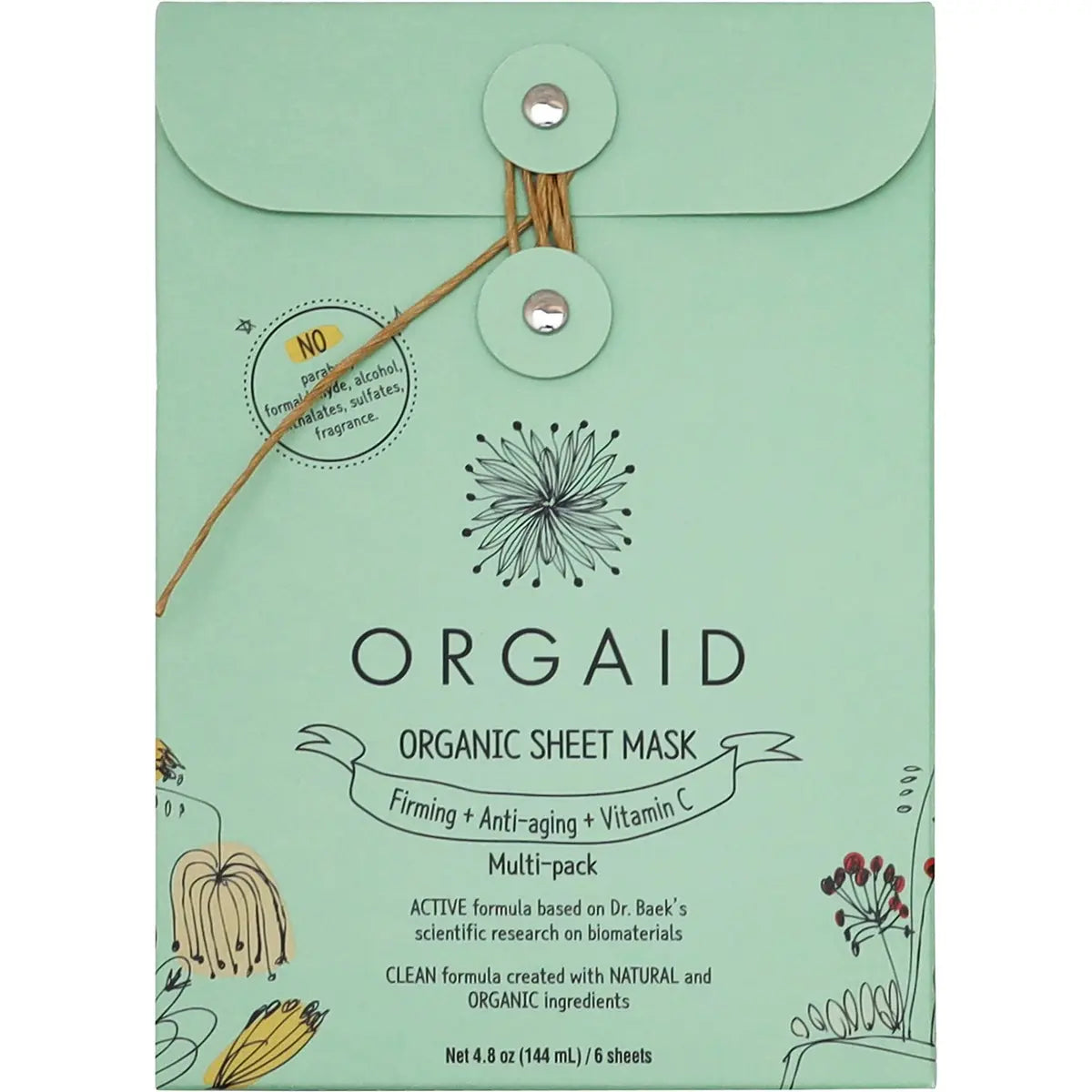 ORGAID Organic Sheet Mask Greek Yogurt, Anti-Aging + Vitamin C 6x24ml ORGAID