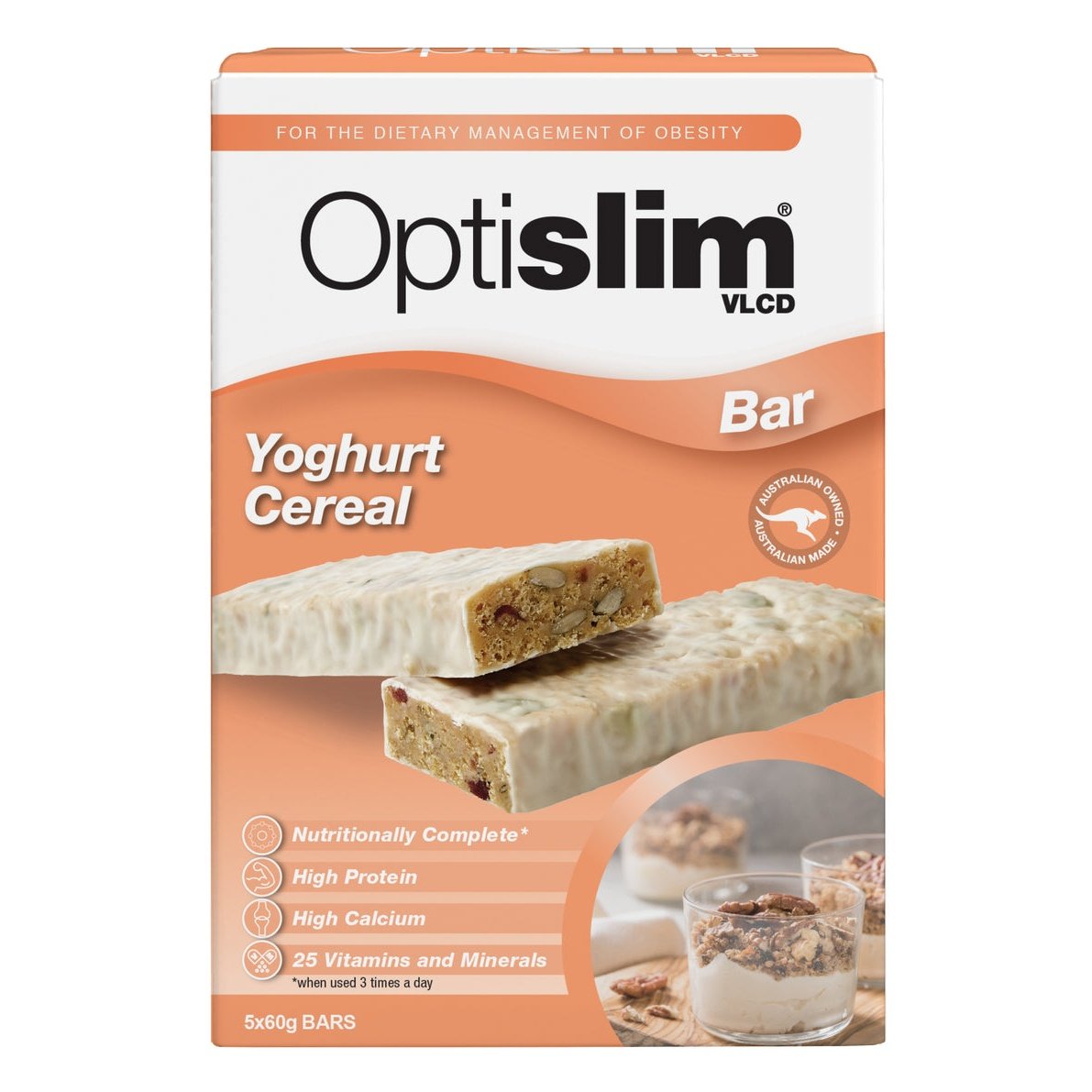 OPTISLIM VLCD YOGHURT CEREAL BAR 5X60G - Cutprice Online