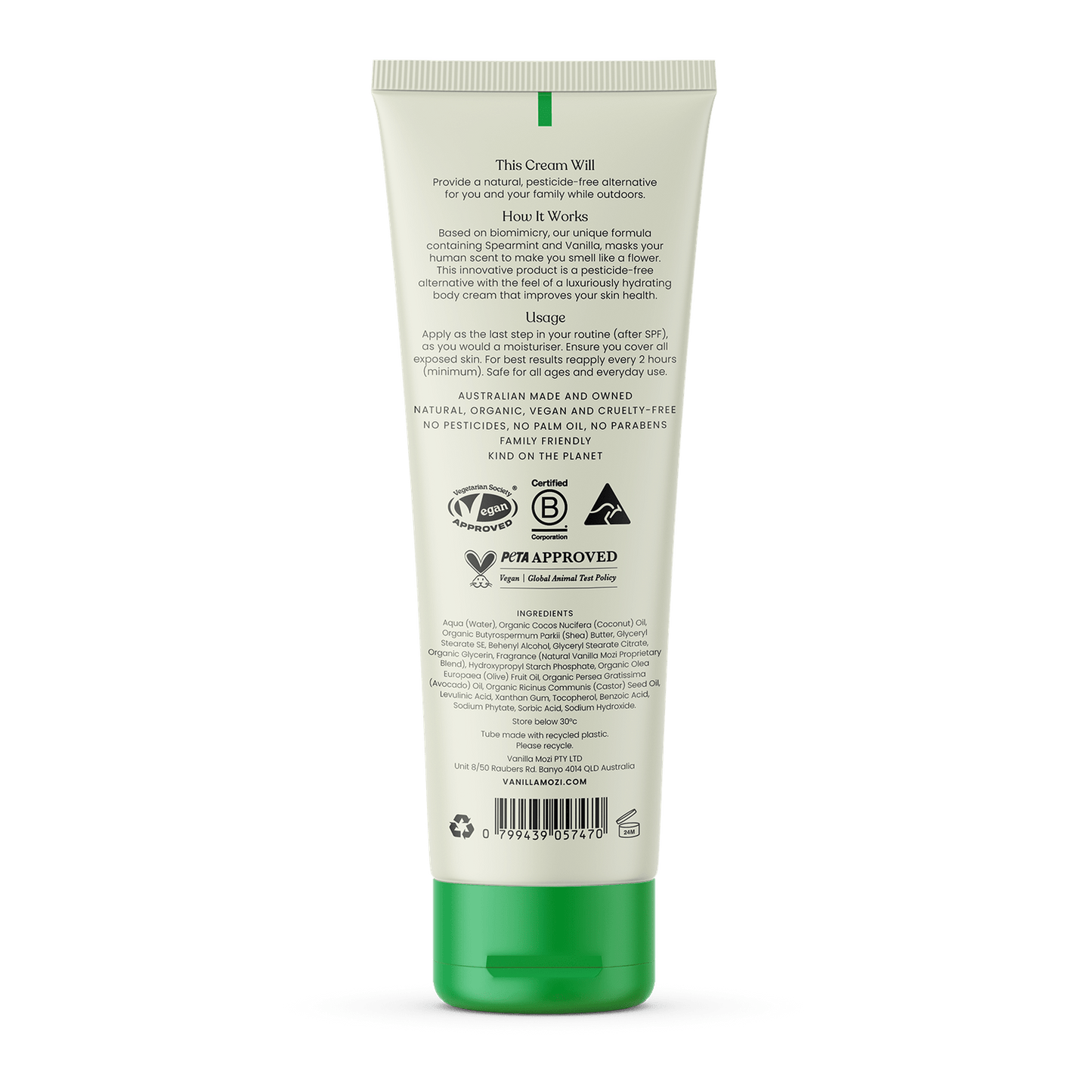 Vanilla Mozi Bite-Proof Body Cream Vanilla & Spearmint 250ml vanilla Mozi