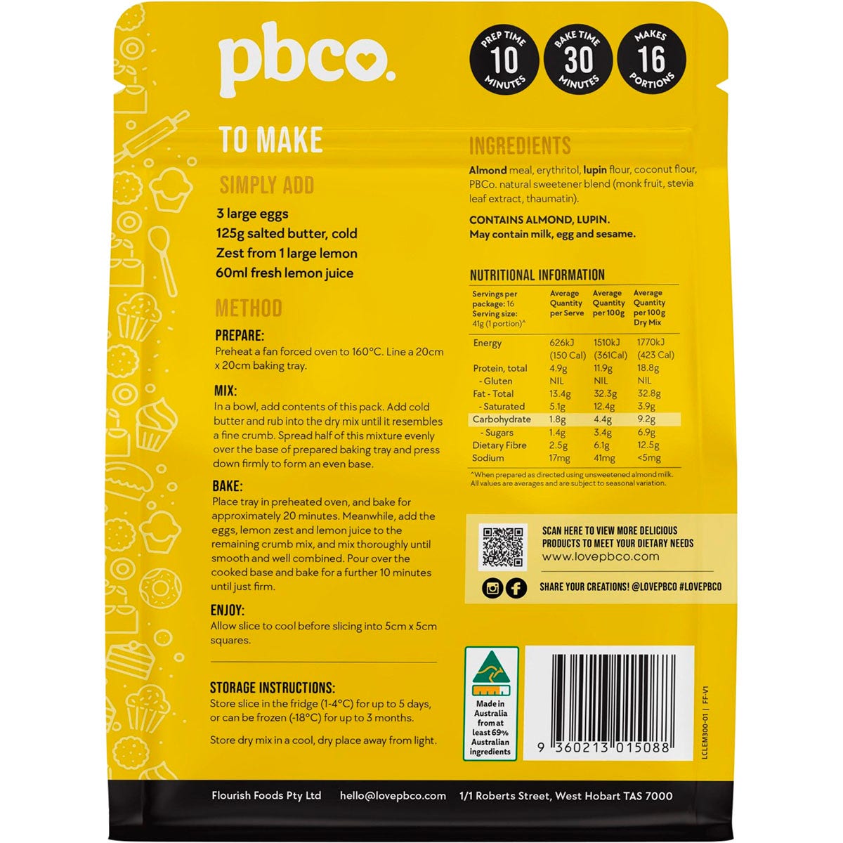 PBCo Lemon Slice Low Carb 300g - Cutprice Online