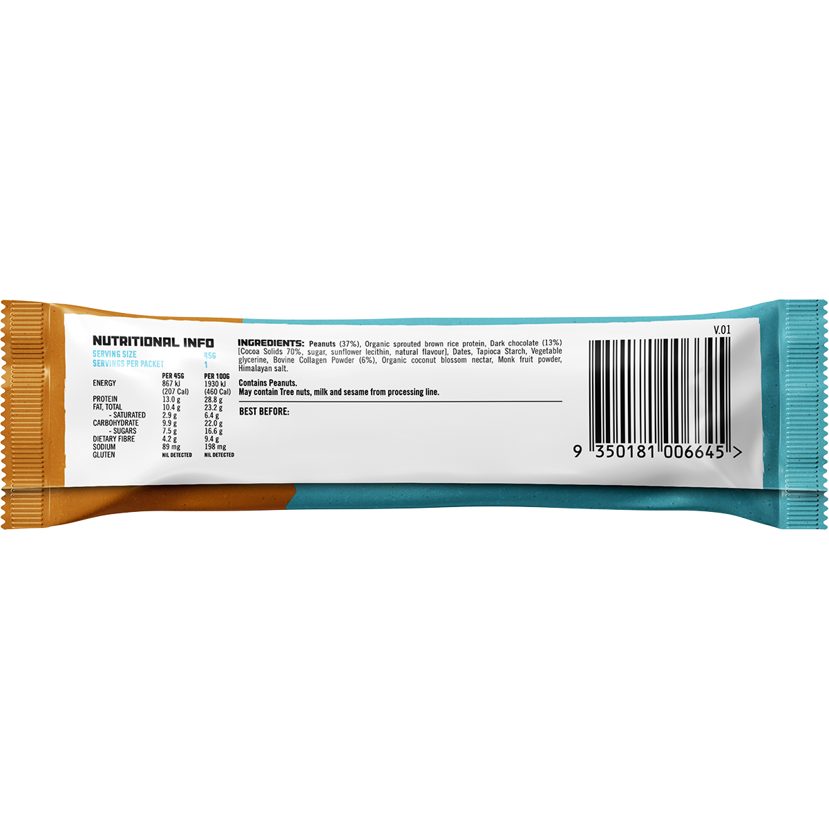 Protein Supplies Australia Collagen Protein Bar Choc Peanut Butter 45g x 12 Pack