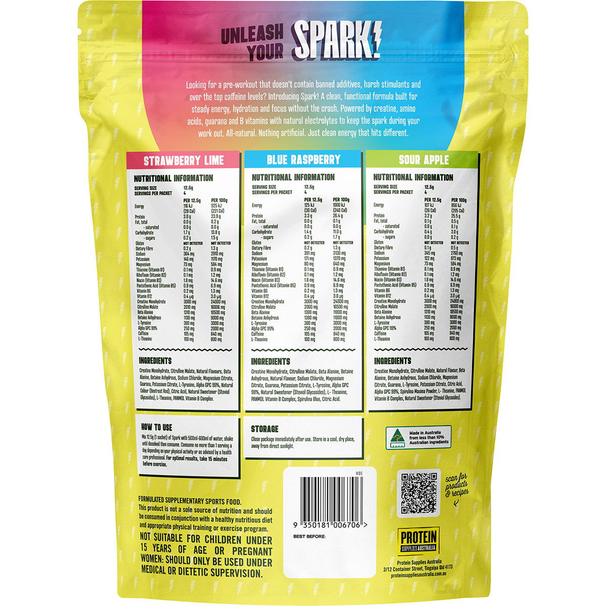 Protein Supplies Australia Spark Pre-Workout Sample Pack 12 Pack