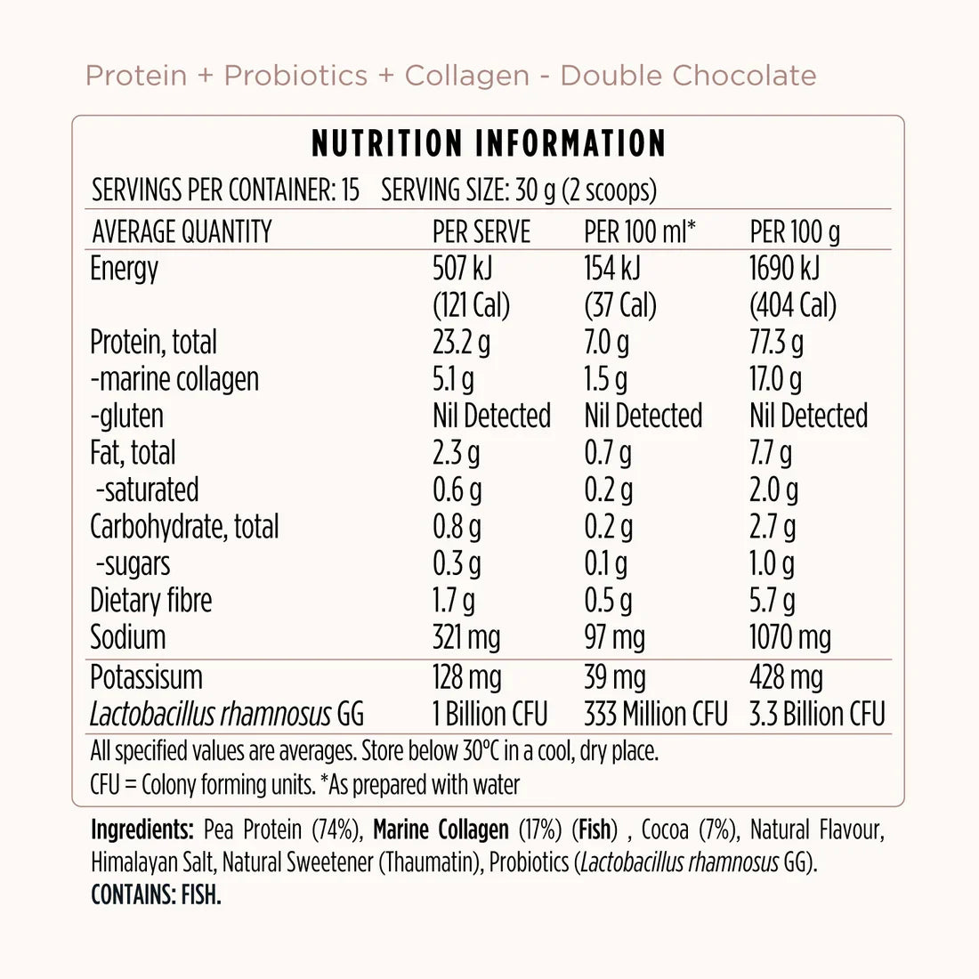 JSHealth Protein + Probiotics + Collagen Double Chocolate 450g