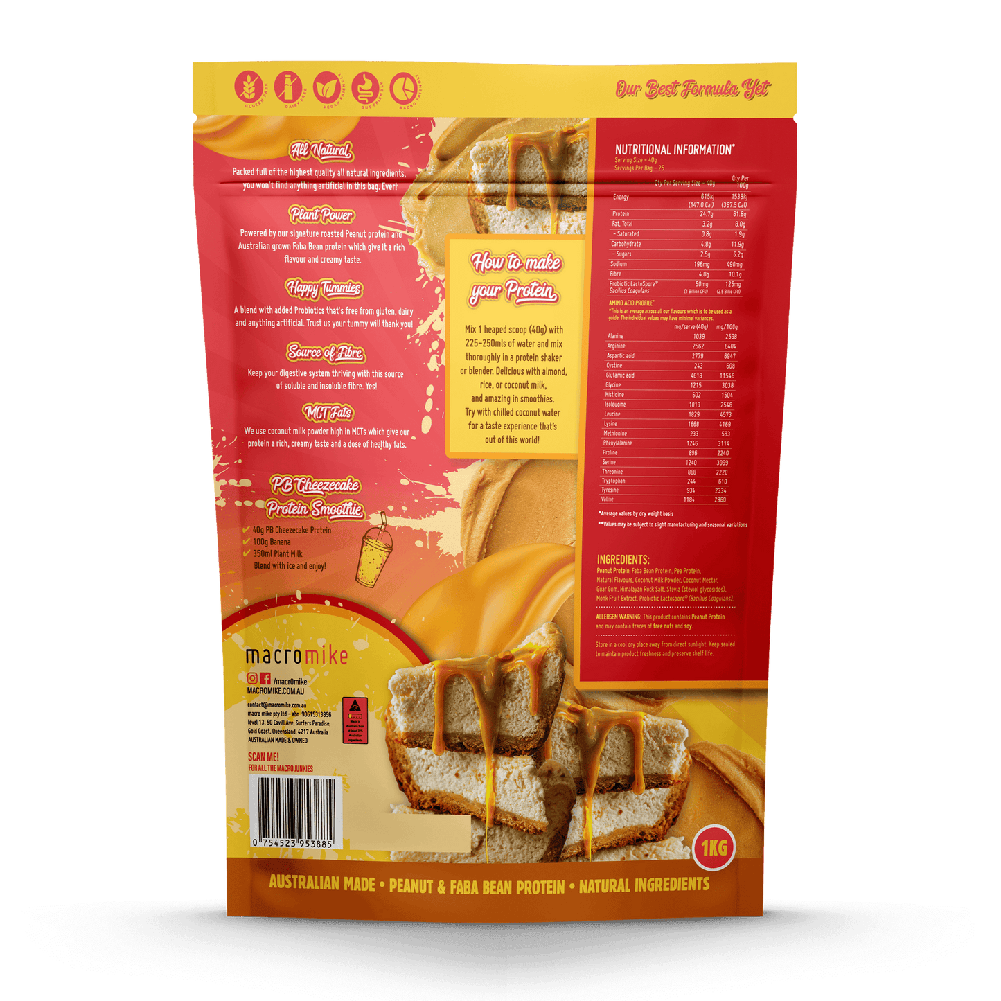 Macro Mike Peanut Plant Protein Peanut Butter Cheezecake 1kg MACRO MIKE
