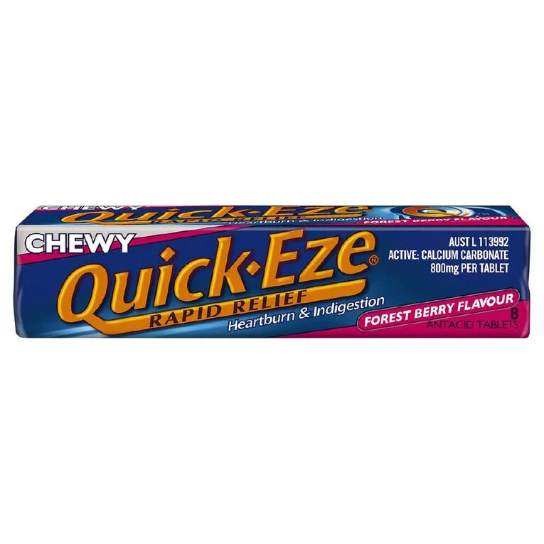 Quick Eze Chewy Antacid Tablets Forest Berry 8s - Cutprice Online