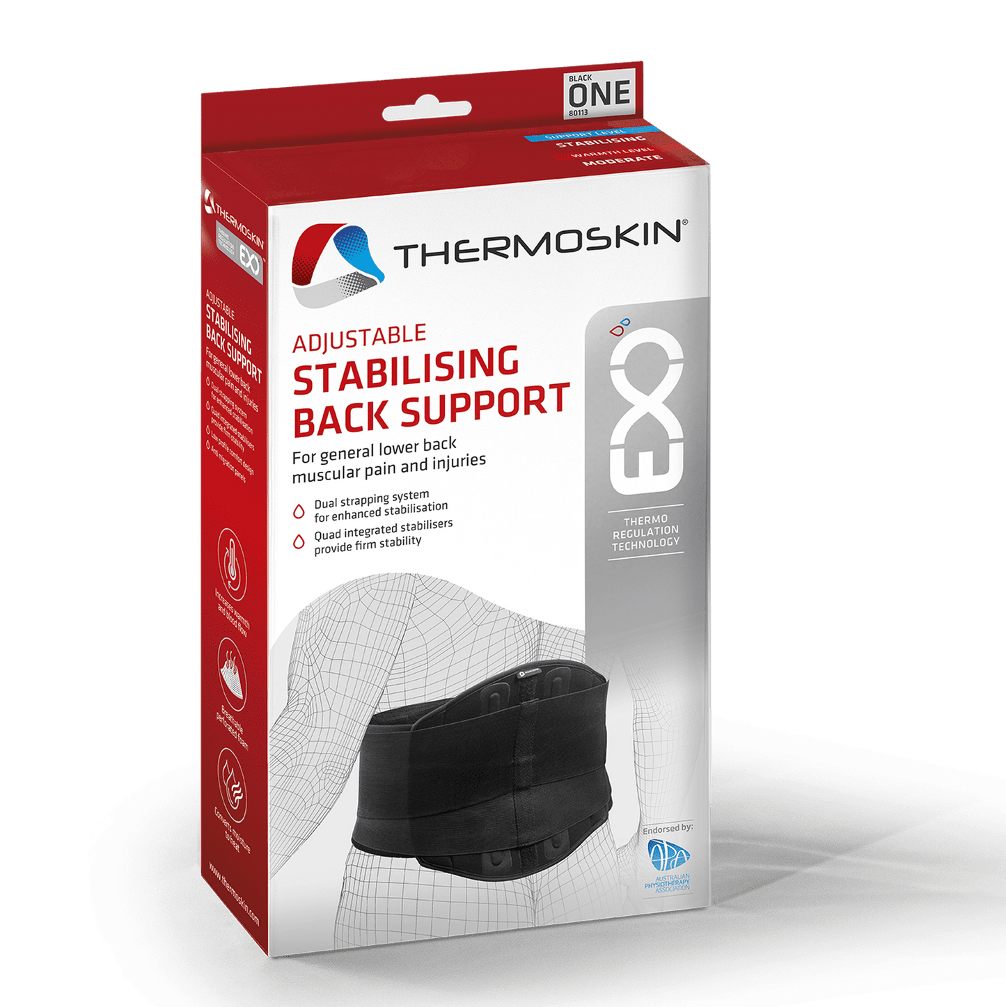 Thermoskin EXO ADJUSTABLE STABILISING BACK SUPPORT ONE SIZE THERMOSKIN