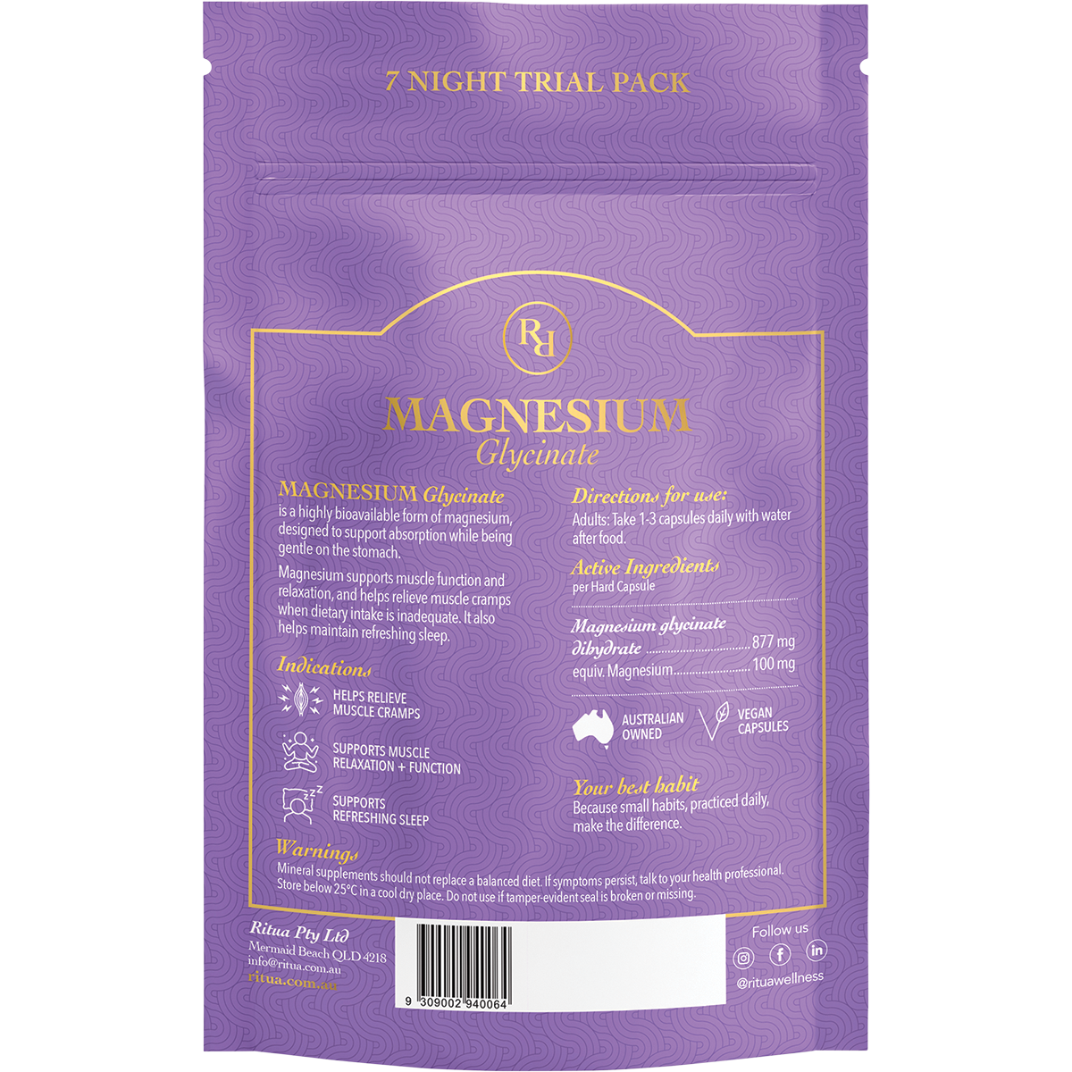 Ritua Magnesium Glycinate 7 Night Trial Pack 14 Capsules