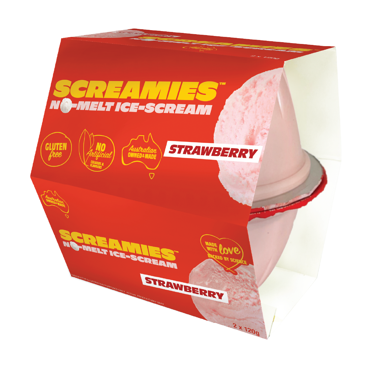 Screamies No Melt Ice Cream Strawberry 120g X 2 Pack x 6 - Cutprice Online