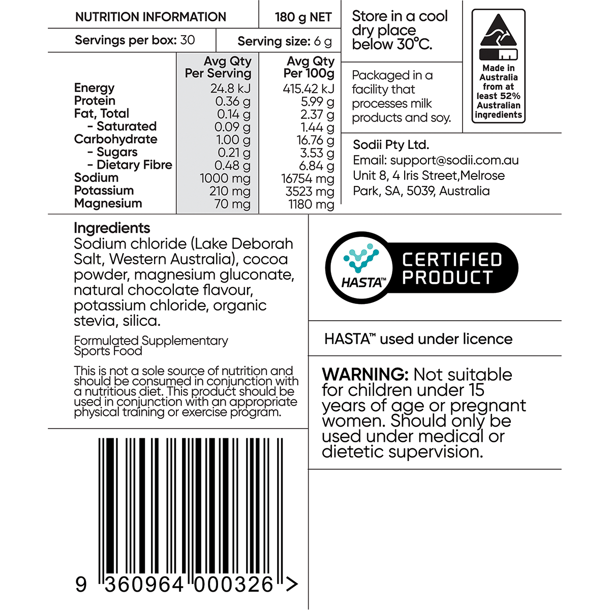 Sodii Everyday Hydration Salts Salty Chocolate 30 Pack
