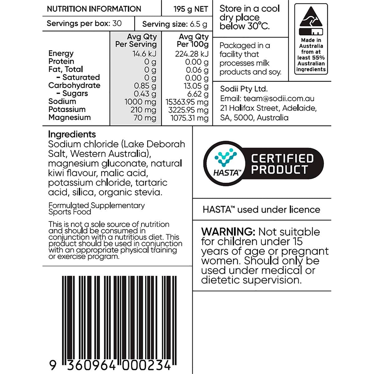 Sodii Everyday Hydration Salts Salty Kiwi 30pk - Cutprice Online
