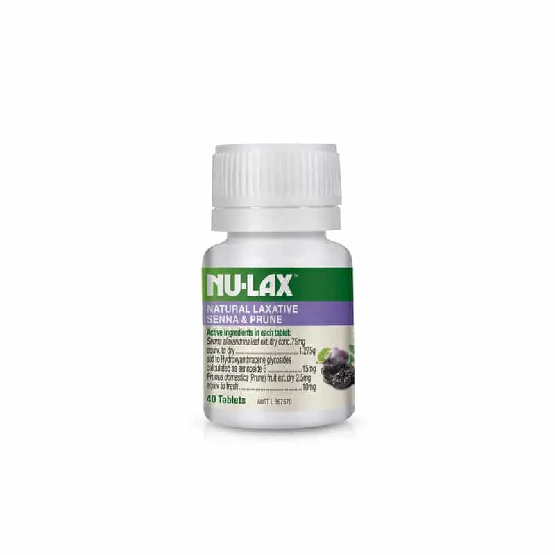 Nu-lax Natural Laxative Tablets with Senna and Prunes 40 Tablets NU-LAX