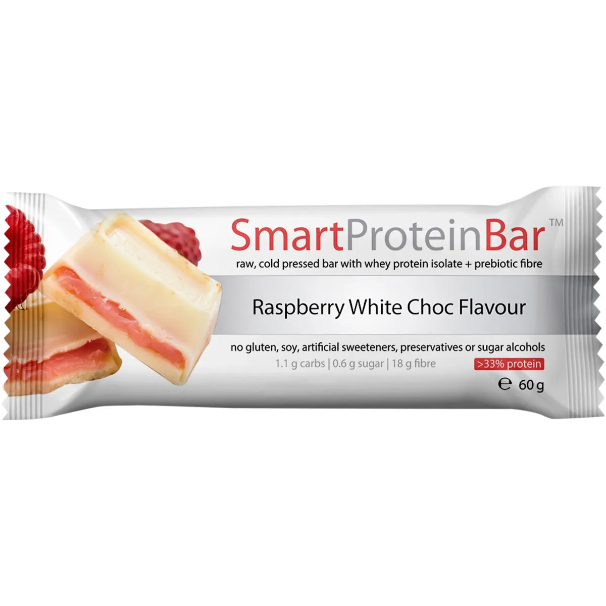 SMART PROTEIN BAR Raspberry White Chocolate Protein Bar 12x60g - Cutprice Online